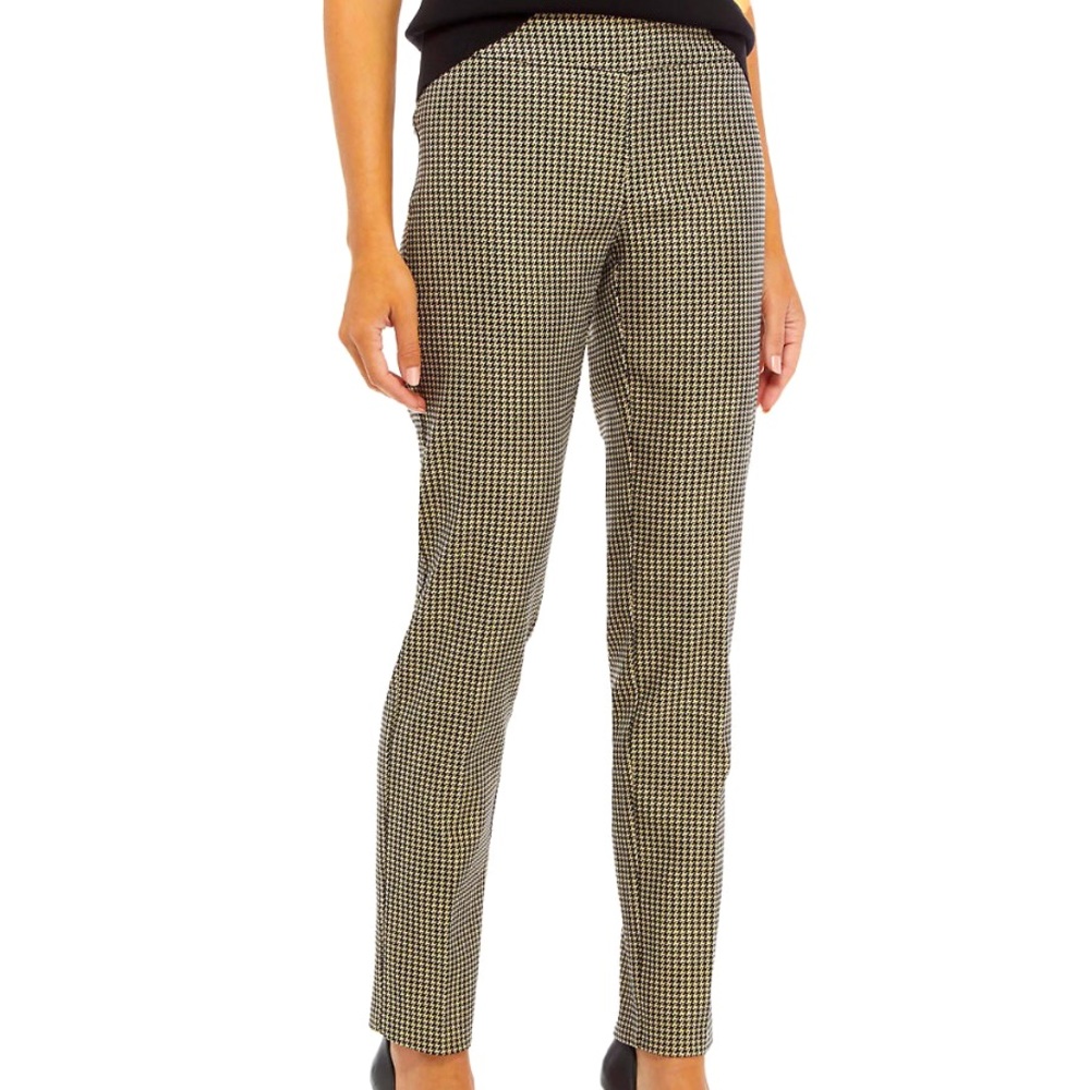 New Directions Women's Houndstooth Pants with Gold Accents